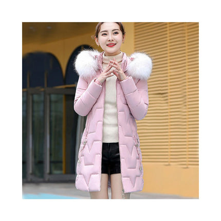 Women's Puffer Jackets Winter Coats Padded Outerwear with Faux Fur Trim Hood