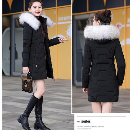 Women's Puffer Jackets Winter Coats Padded Outerwear with Faux Fur Trim Hood