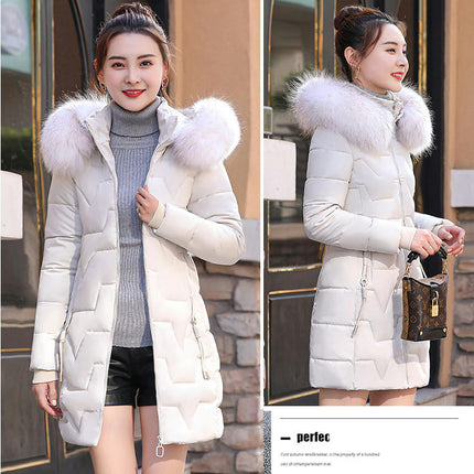 Women's Puffer Jackets Winter Coats Padded Outerwear with Faux Fur Trim Hood