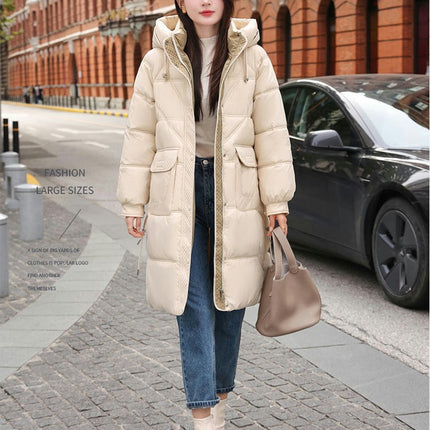 Women's Long Winter Coat Puffer Padded Jacket Outerwear with Hood