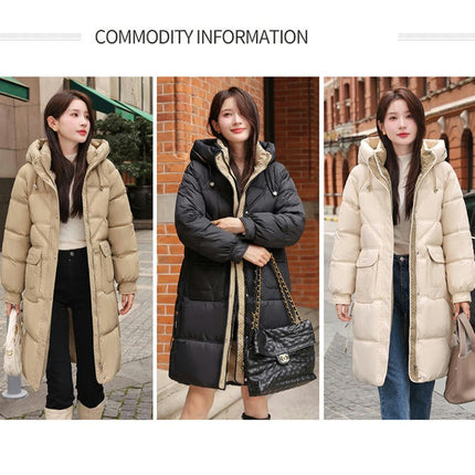 Women's Long Winter Coat Puffer Padded Jacket Outerwear with Hood