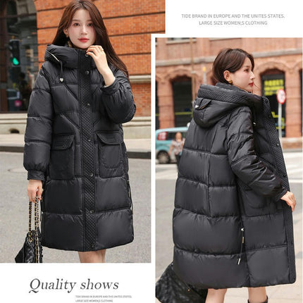 Women's Long Winter Coat Puffer Padded Jacket Outerwear with Hood