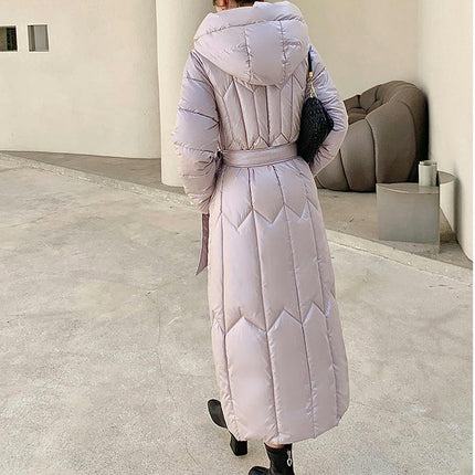 Women's Thicken Down Coat with Hood Long Puffer Winter Jacket Outwear