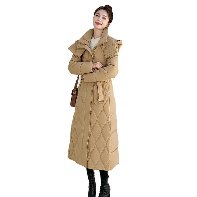 Women's Hooded Thickened Long Down Jacket Winter Puffer Coat Outwear