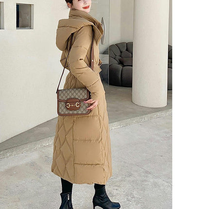 Women's Hooded Thickened Long Down Jacket Winter Puffer Coat Outwear