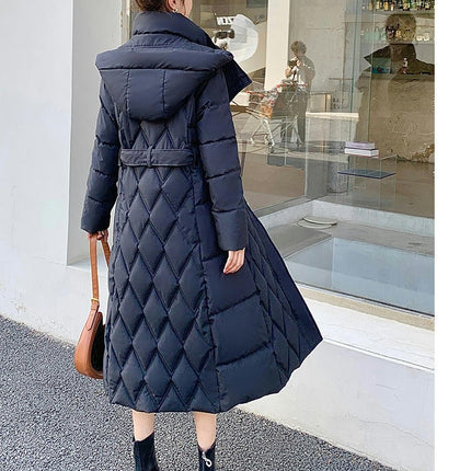 Women's Hooded Thickened Long Down Jacket Winter Puffer Coat Outwear