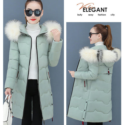 Women's Winter Thicken Jacket Outwear Puffer Coat with Faux Fur Hood