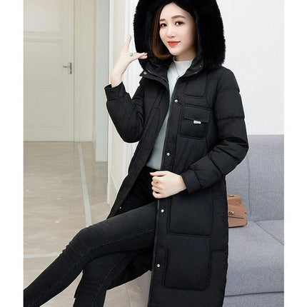 Women's Puffer Coat Winter Padded Jacket with Faux Fur Trim Hood