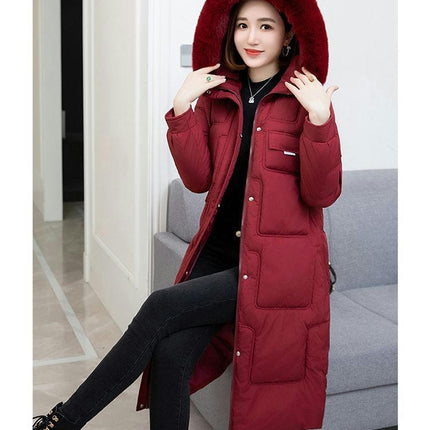 Women's Puffer Coat Winter Padded Jacket with Faux Fur Trim Hood