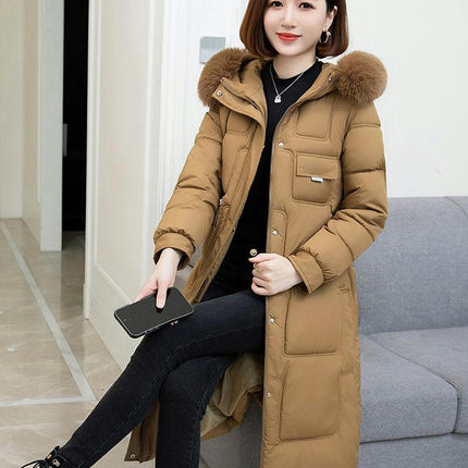 Women's Puffer Coat Winter Padded Jacket with Faux Fur Trim Hood