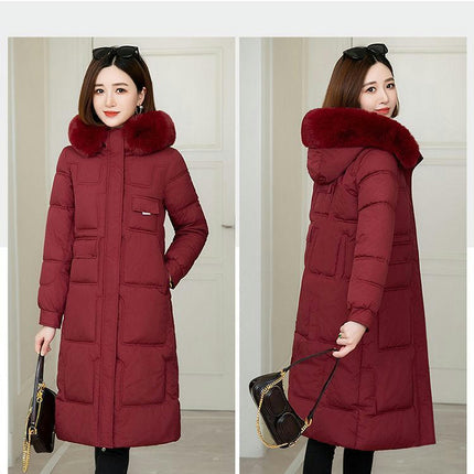 Women's Puffer Coat Winter Padded Jacket with Faux Fur Trim Hood