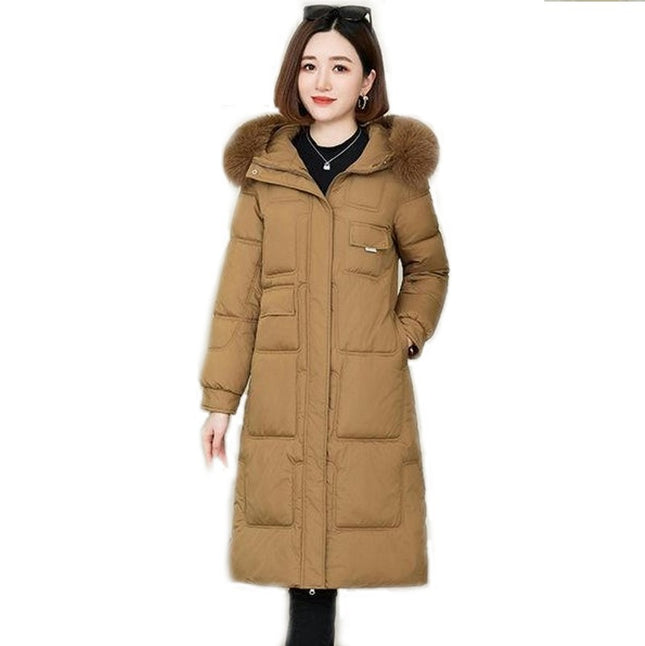 Women's Puffer Coat Winter Padded Jacket with Faux Fur Trim Hood