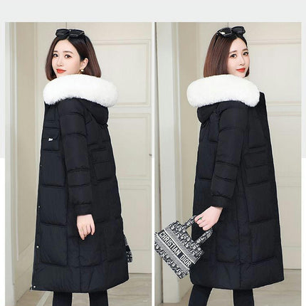 Women's Puffer Coat Winter Padded Jacket with Faux Fur Trim Hood