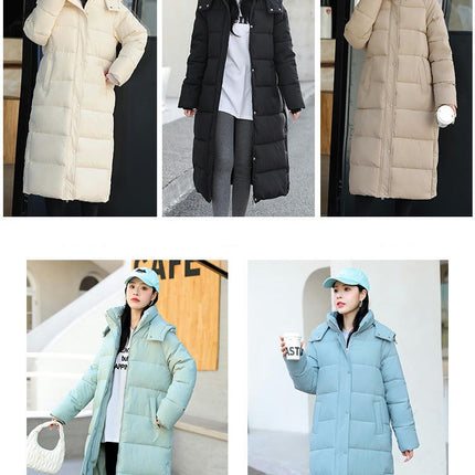 Women's Winter Long Down Jackets Thickened Hooded Puffer Quilted Coat