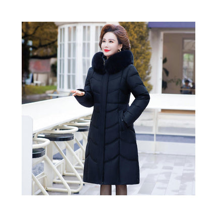 Women's Down Coat with Faux Fur Hood Padded Puffer Jacket