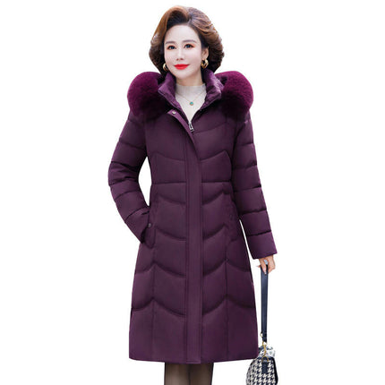 Women's Down Coat with Faux Fur Hood Padded Puffer Jacket