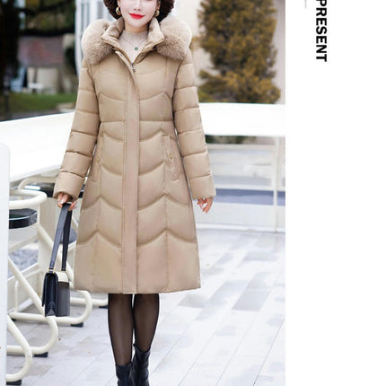 Women's Down Coat with Faux Fur Hood Padded Puffer Jacket