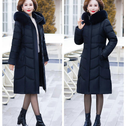 Women's Down Coat with Faux Fur Hood Padded Puffer Jacket