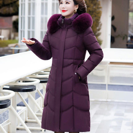 Women's Down Coat with Faux Fur Hood Padded Puffer Jacket