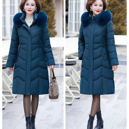 Women's Down Coat with Faux Fur Hood Padded Puffer Jacket