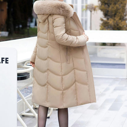 Women's Down Coat with Faux Fur Hood Padded Puffer Jacket