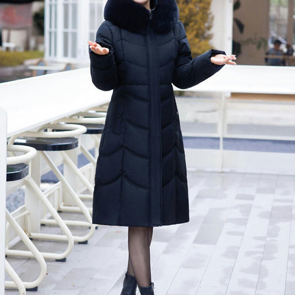 Women's Down Coat with Faux Fur Hood Padded Puffer Jacket