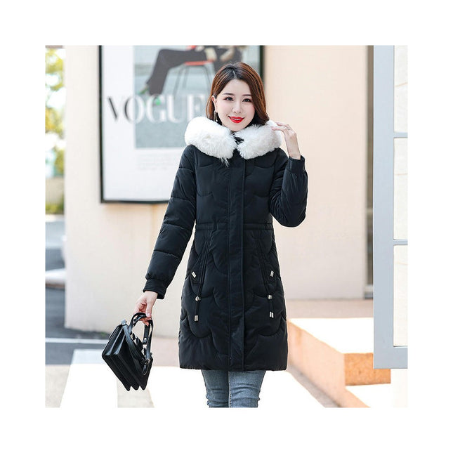 Women's Winter Coat Thickened Puffer Jacket with Faux Fur Hood