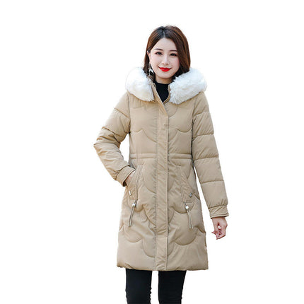 Women's Winter Coat Thickened Puffer Jacket with Faux Fur Hood