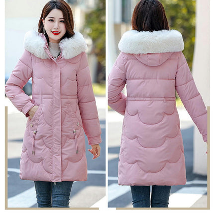 Women's Winter Coat Thickened Puffer Jacket with Faux Fur Hood