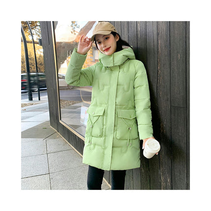 Women's Winter Puffer Jacket Long Quilted Coats Padded Outerwear with Hood