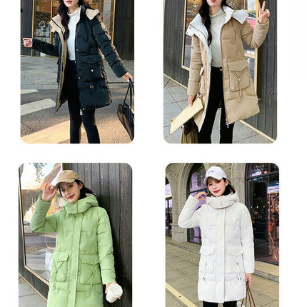 Women's Winter Puffer Jacket Long Quilted Coats Padded Outerwear with Hood