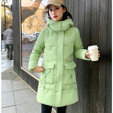 Women's Winter Puffer Jacket Long Quilted Coats Padded Outerwear with Hood