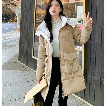 Women's Winter Puffer Jacket Long Quilted Coats Padded Outerwear with Hood