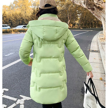 Women's Winter Puffer Jacket Long Quilted Coats Padded Outerwear with Hood