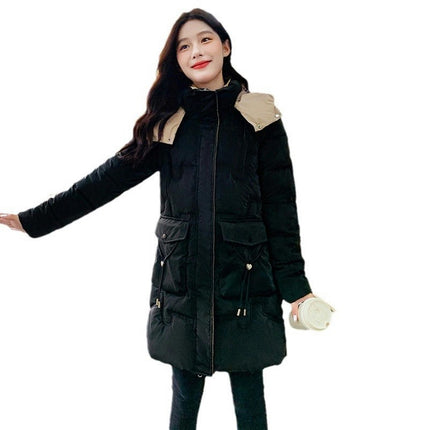 Women's Winter Puffer Jacket Long Quilted Coats Padded Outerwear with Hood