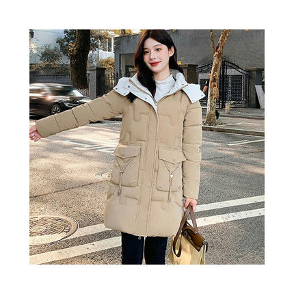 Women's Winter Puffer Jacket Long Quilted Coats Padded Outerwear with Hood