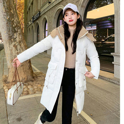 Women's Winter Puffer Jacket Long Quilted Coats Padded Outerwear with Hood