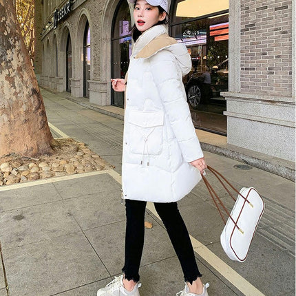 Women's Winter Puffer Jacket Long Quilted Coats Padded Outerwear with Hood