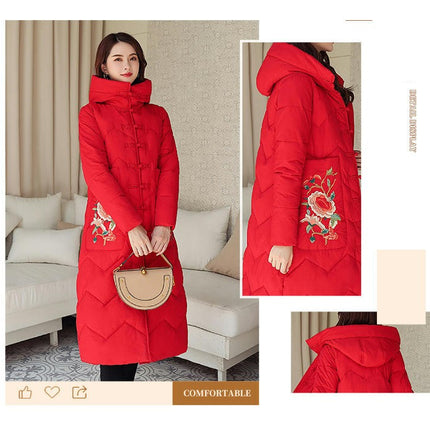 Women's Padded Coat with Hood Long Puffer Winter Jacket Outerwear