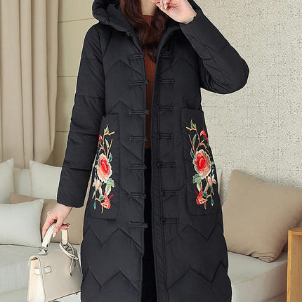 Women's Padded Coat with Hood Long Puffer Winter Jacket Outerwear