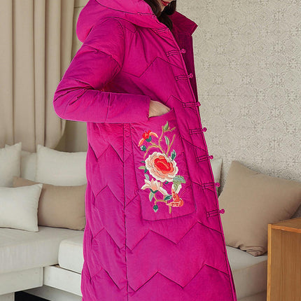 Women's Padded Coat with Hood Long Puffer Winter Jacket Outerwear