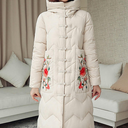 Women's Padded Coat with Hood Long Puffer Winter Jacket Outerwear