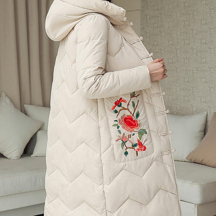 Women's Padded Coat with Hood Long Puffer Winter Jacket Outerwear