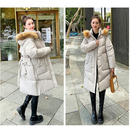 Women's Long Down Jacket Outwear Thickened Puffer Hooded Coat