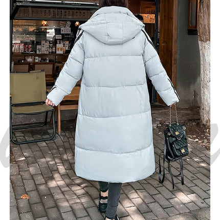 Women's Long Hooded Puffer Jacket Winter Zip Up Quilted Padded Coat