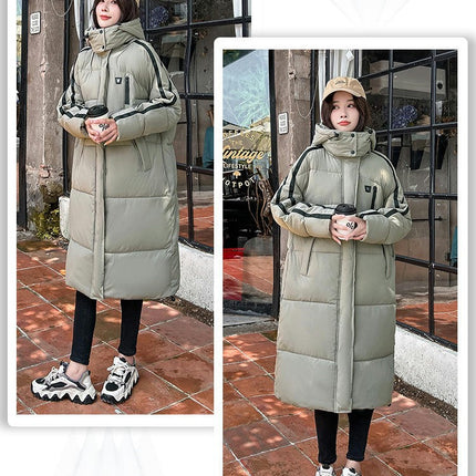 Women's Long Hooded Puffer Jacket Winter Zip Up Quilted Padded Coat