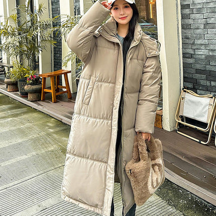 Women's Winter Down Jackets Thickened Hooded Quilted Puffer Long Coat