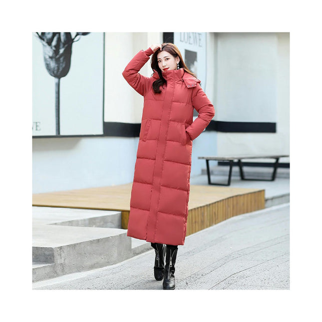 Women's Hooded Long Down Jacket Thickened Maxi Puffer Coat Quilted Outerwear