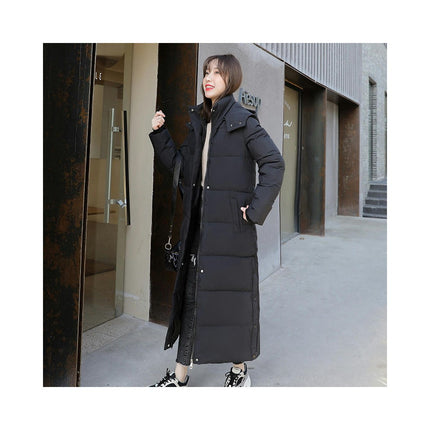 Women's Hooded Long Down Jacket Thickened Maxi Puffer Coat Quilted Outerwear