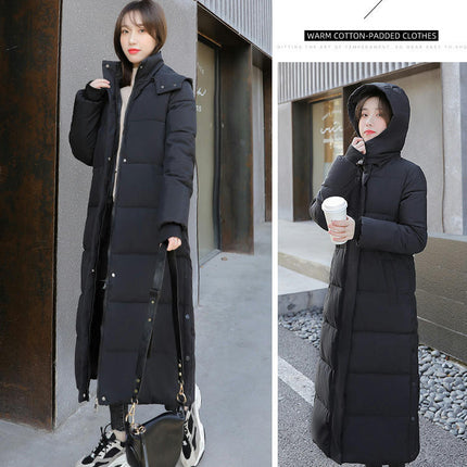 Women's Hooded Long Down Jacket Thickened Maxi Puffer Coat Quilted Outerwear